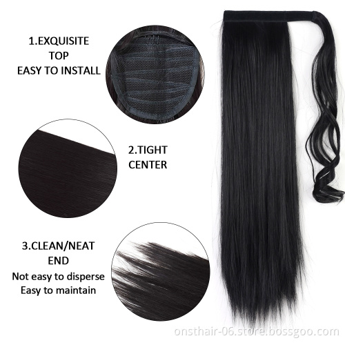 Straight And Kinky Curly Long Wavy Pocket Ponytail Wrap on Clip Hair In synthetic Hair Extension Pony Tail Fack Hair Eextension